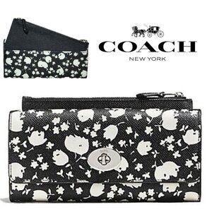 Coach Black and White Floral Key Holder